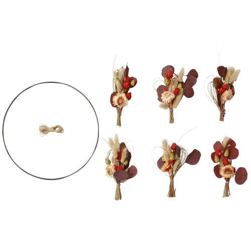 Artículo Anillo de caja DIY con lazo de flores secas flores de paja Ø30cm