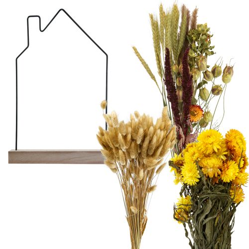 Floristik24 Caja de bricolaje barra de flores con casa de flores secas 34,5×24,5cm