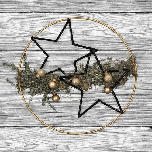 Floristik24 Caja DIY decoración ventana Navidad alambre oro negro Ø30cm
