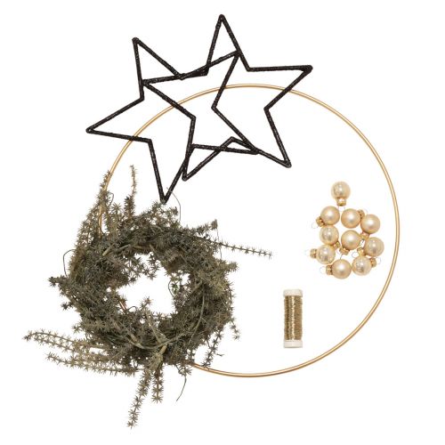 Floristik24 Caja DIY decoración ventana Navidad alambre oro negro Ø30cm