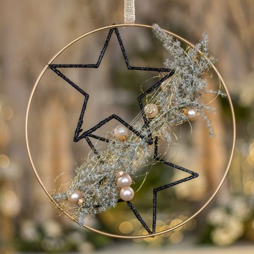 Floristik24 Caja DIY decoración ventana Navidad alambre oro negro Ø30cm