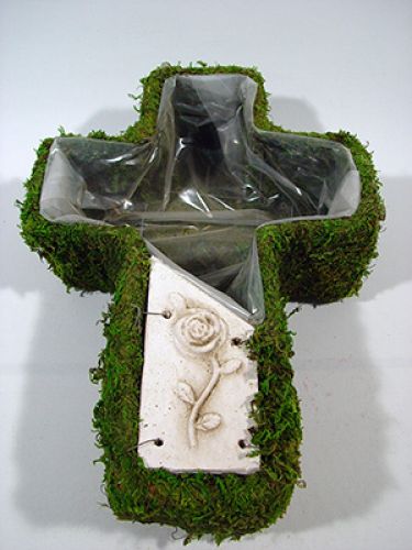 Floristik24 Plantación de musgo cruzado 44x32cm con plato de cerámica