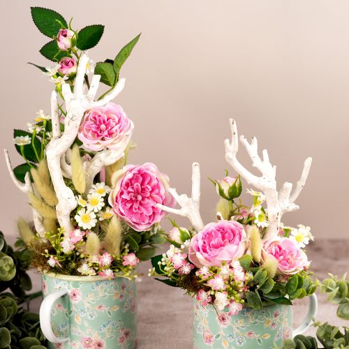 Artículo Rama de rosas rosas de seda ramas artificiales rosas crema rosa 79cm