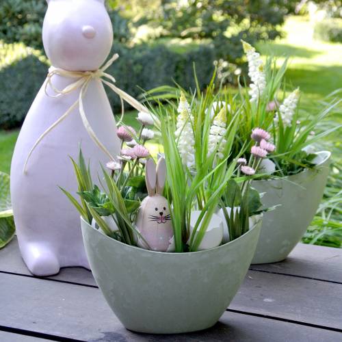 Floristik24 Cuenco decorativo para plantas azul 24 cm x 10 cm H14 cm 1 pieza