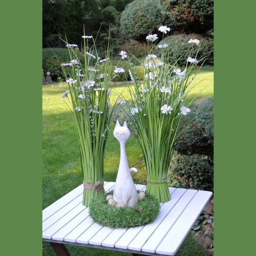 Artículo Ramo de hierba con flores blancas 70cm
