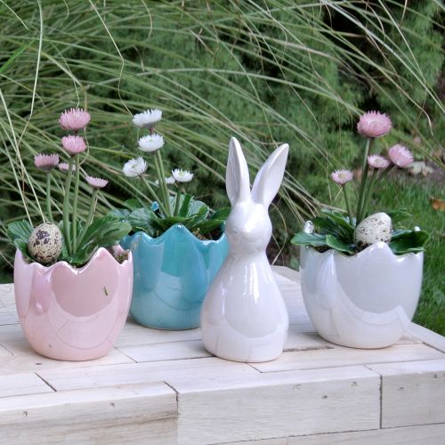 Floristik24 Macetero cáscara de huevo nácar rosa Ø11cm H11cm 2ud