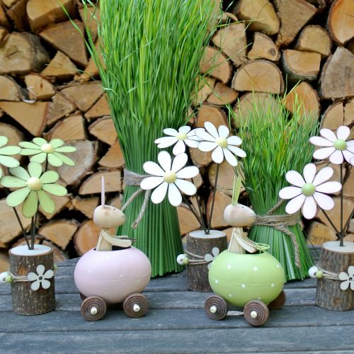Floristik24 Conejo en el carro de huevos 15cm x 8cm x 7,5cm 3pcs