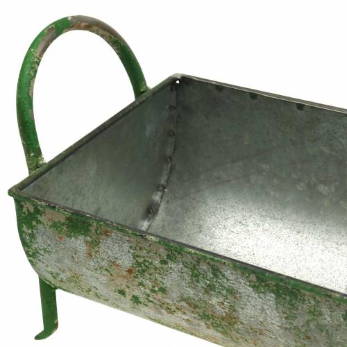 Artículo Comedero decorativo de zinc para plantar con asas gris, verde 60 / 43cm, juego de 2