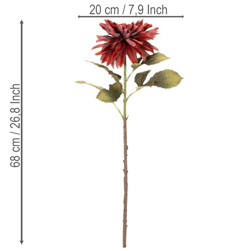 Artículo Flor de dalia artificial con tallo largo, 68 cm.