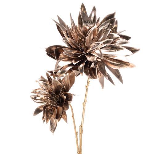 Flor de dalia artificial, de tallo largo con dos flores, 75 cm.