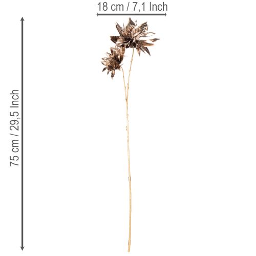 Flor de dalia artificial, de tallo largo con dos flores, 75 cm. | Floristik24.es