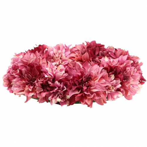 Artículo Guirnalda de flores dalia rosa vieja, malva Ø42cm