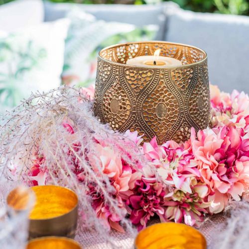 Floristik24 Corona de flores de dalia rosa, crema Ø42cm