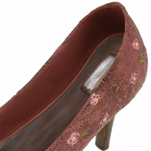 Floristik24 Zapato decorativo planta zapato bomba marrón 24cm × 8cm H13.6cm