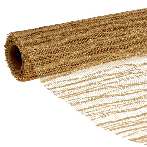 Floristik24 Bisagra de mesa Deco Wave 26cm x 300cm oro metalizado