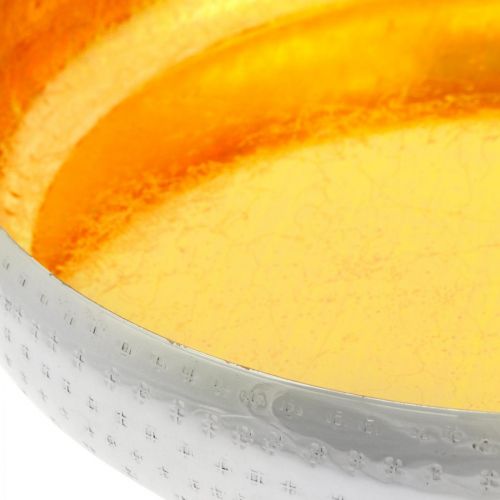 Floristik24 Cuenco decorativo metal redondo Bandeja dorada y plateada Ø36,5cm