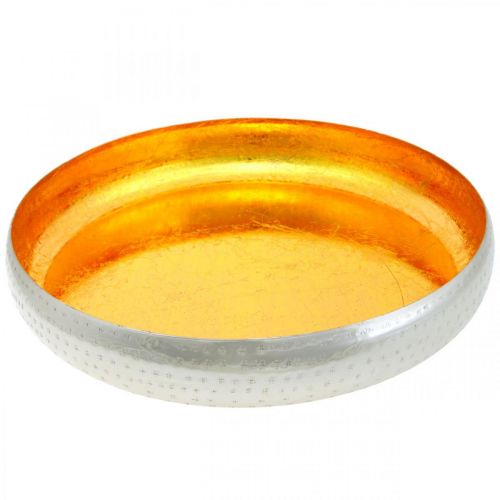 Floristik24 Cuenco decorativo metal redondo Bandeja dorada y plateada Ø36,5cm