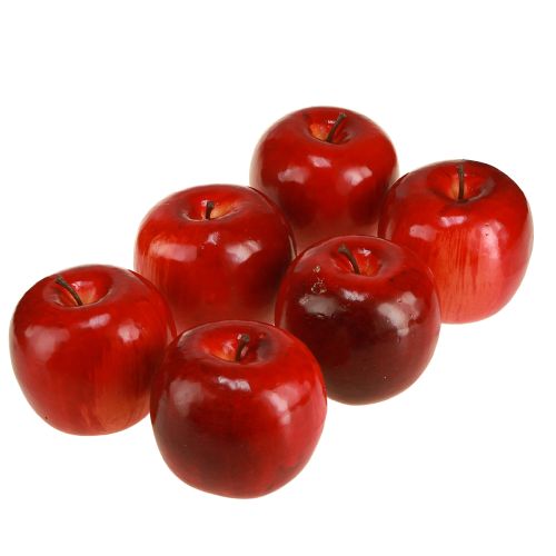Artículo Manzanas decorativas rojas brillantes, fruta artificial, decoración, 7,5 cm, 6 unidades