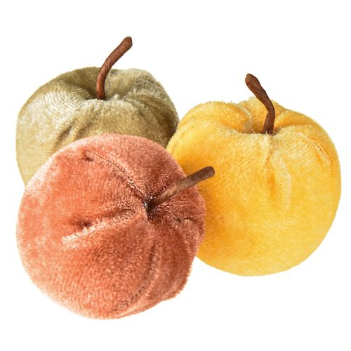 Tela decorativa manzanas terciopelo manzana marrón amarillo Ø5cm H6cm 12 uds