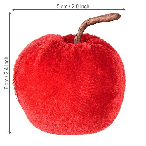 Artículo Tela decorativa manzanas decoración otoñal terciopelo rojo Ø5cm H6cm 12 uds