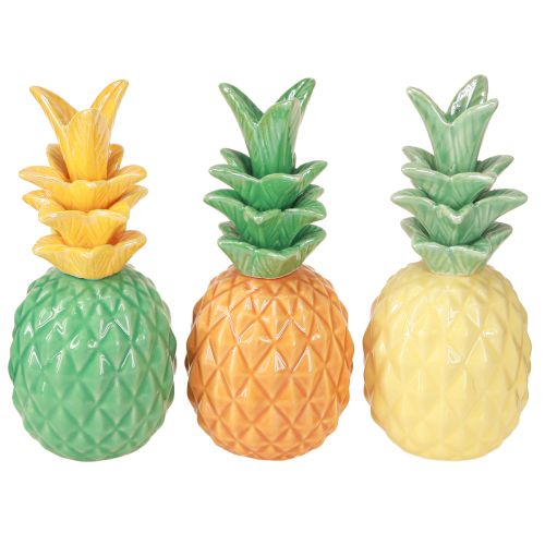 Artículo Piña decorativa de cerámica colorida decoración de cerámica surtida 17cm 3 piezas
