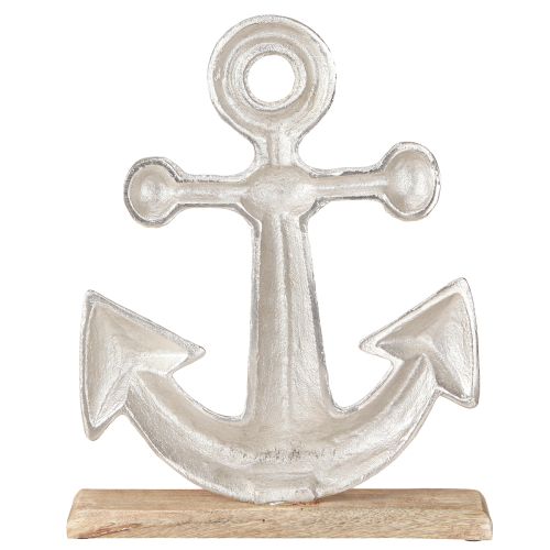 Artículo Ancla decorativa de metal y madera Color plata 25,5×5,5×31cm