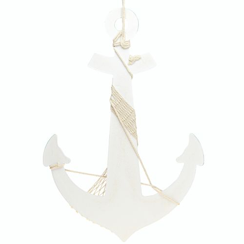 Artículo Ancla decorativa blanca azul decoración marítima para colgar H58,5cm