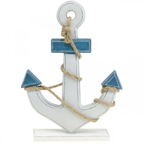 Floristik24 Ancla de madera decorativa para poner decoración de mesa azul marino, blanco Al.24cm