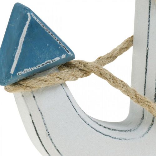 Floristik24 Ancla de madera decorativa para poner decoración de mesa azul marino, blanco Al.24cm