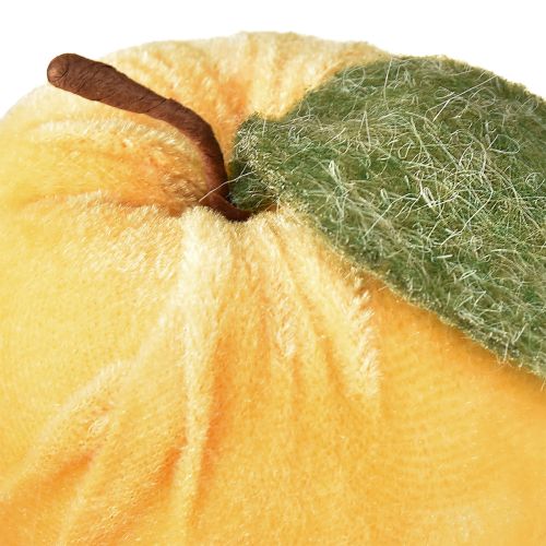 Artículo Manzana decorativa de terciopelo con hoja marrón y amarilla, Ø7,5 cm, alto 9 cm, 9 unidades