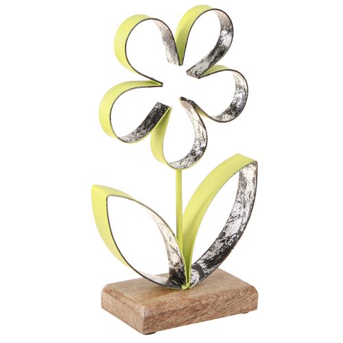 Soporte decorativo con base de flores de metal verde plateado Al. 29 cm