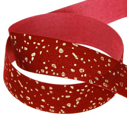 Artículo Cinta decorativa rojo oscuro con motas doradas 15mm 20m