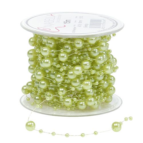 Artículo Cinta decorativa con perlas verde claro 6mm 15m