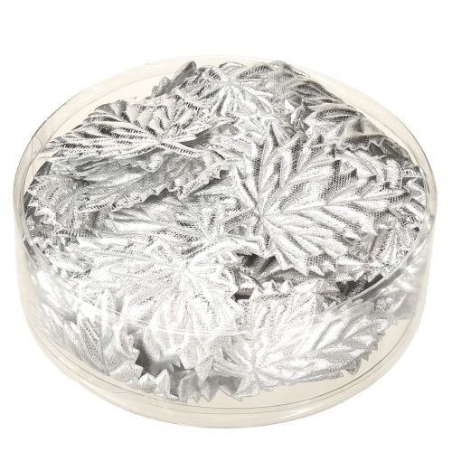 Artículo Hojas decorativas de seda 5cm plata 60uds