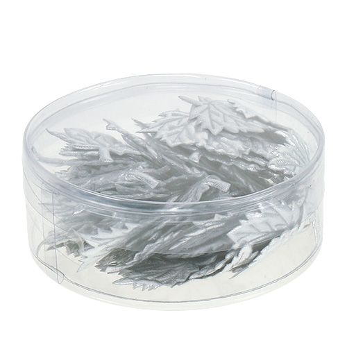 Artículo Hojas decorativas de seda 5cm plata 60uds