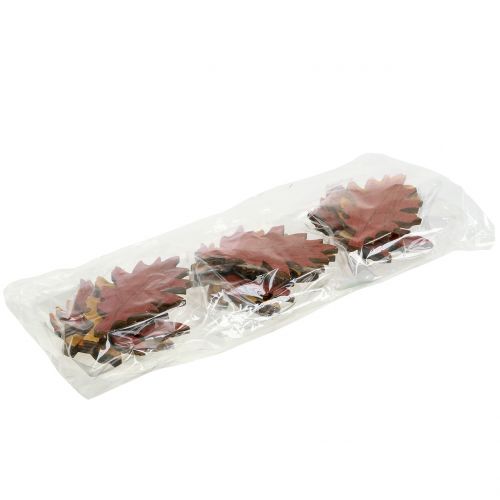 Floristik24 Hoja decorativa mezcla de madera amarillo, naranja, rojo oscuro 8cm 18 piezas