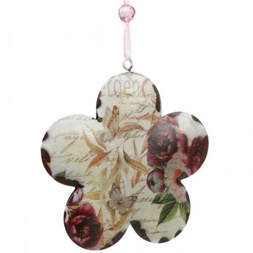 Floristik24 Flor decorativa para colgar peonías nostálgico metal primavera decoración 4pcs