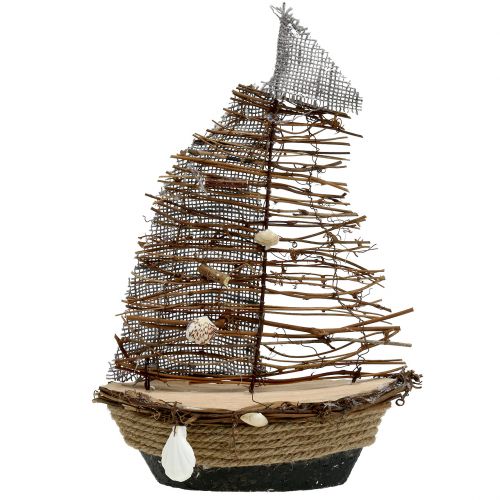 Floristik24 Barco decorativo con ramas y conchas 38cm.