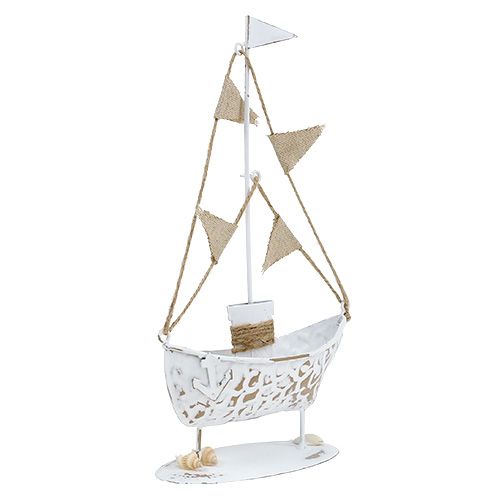 Floristik24 Barco decorativo de pie blanco H22cm