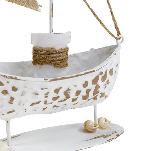 Floristik24 Barco decorativo de pie blanco H22cm