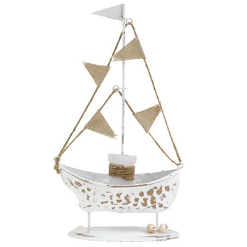 Floristik24 Barco decorativo de pie blanco H22cm