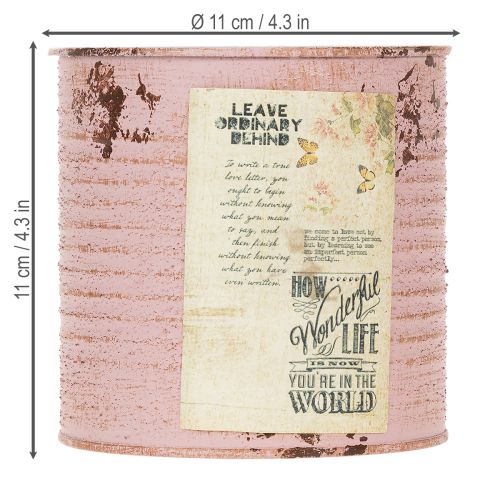 Lata decorativa, rosa antigua, lata de metal para plantar, Ø11cm H10.5cm | Floristik24.es