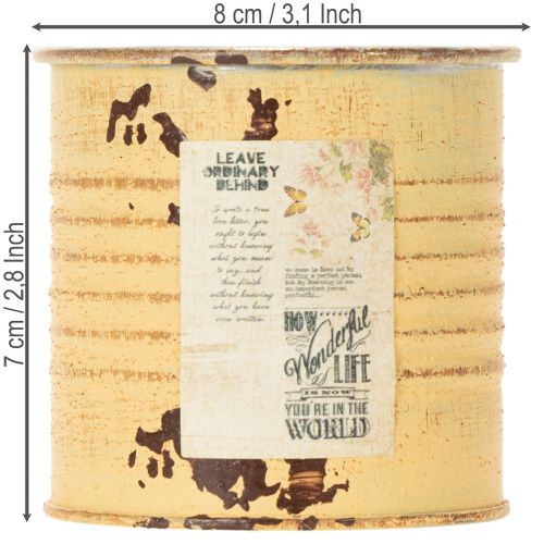 Artículo Lata decorativa, color albaricoque veraniego, lata de metal, maceta, Ø8cm H7.5cm