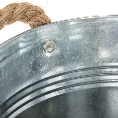 Maceta decorativa de metal con asas de cuerda, Ø20cm | Floristik24.es