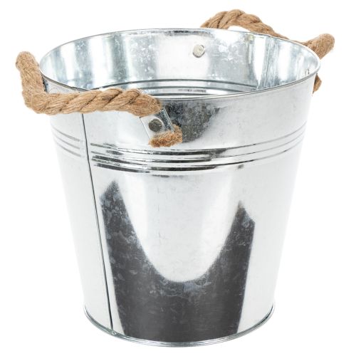 Maceta decorativa de metal con asas de cuerda, Ø20cm | Floristik24.es
