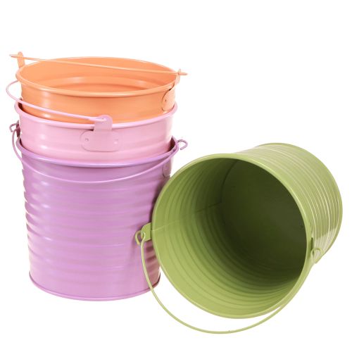 Floristik24 Macetero Decorativo de Metal con Asa y Cubo 4 Colores Ø14cm 8 Piezas