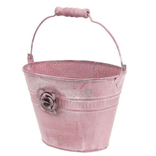 Floristik24 Cubo decorativo rosa L17.5cm H14cm