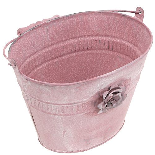 Floristik24 Cubo decorativo rosa L17.5cm H14cm