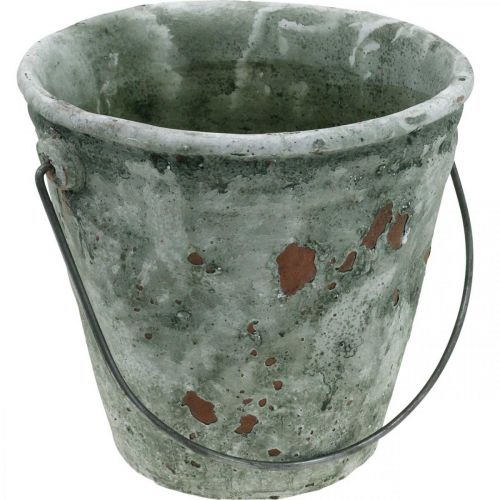 Artículo Cubo decorativo, macetero, cubo de cerámica aspecto antiguo Ø19,5cm H19cm