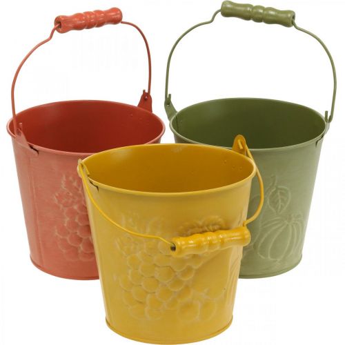 Artículo Cubo decorativo de frutas lavadas amarillo, naranja, verde Ø15cm H14cm juego de 3